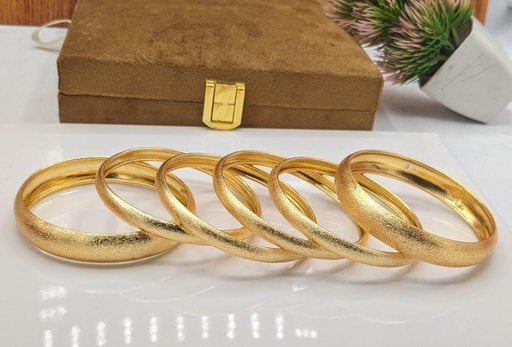 6 Pcs Gold Plated Plain Bangle
