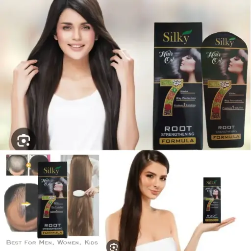 Silky Hair Oil With 7 herbs, 7 Way Protection, 7 Problems 1 Solution And ROOT STRENGTHENING FORMULA 100% Original Hair Oil Hair Food Oil For Healthy Long & Strong Hair | Hair fall Anti Hair Loss Hair Regrowth Oil 100 ml